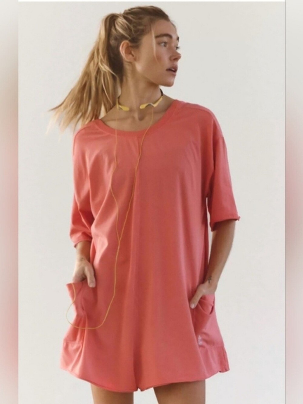 FP Movement by Free People Hot Shot Tee Romper, NWT Hibiscus - Picture 8 of 8